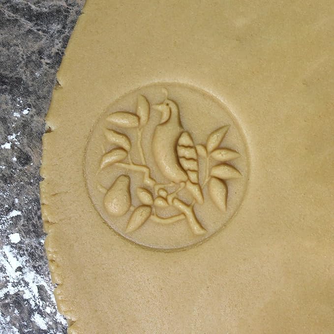 Wood Cookie Stamp, 2.5 Inch (Partridge in a Pear Tree CS-004)