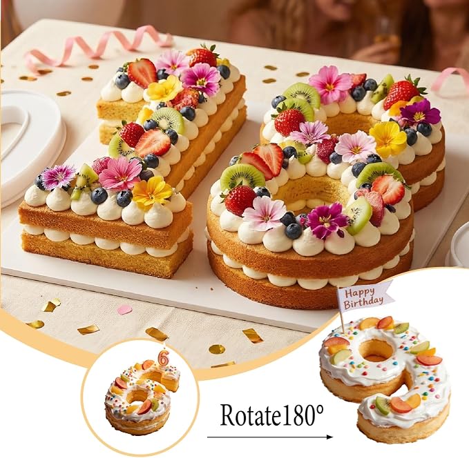 Number Cake Mold ， 0-8 Plastic Cake Stencils Flat Numerical Baking Forms for DIY Cakes Cookies（9 Pieces 10 Inch）