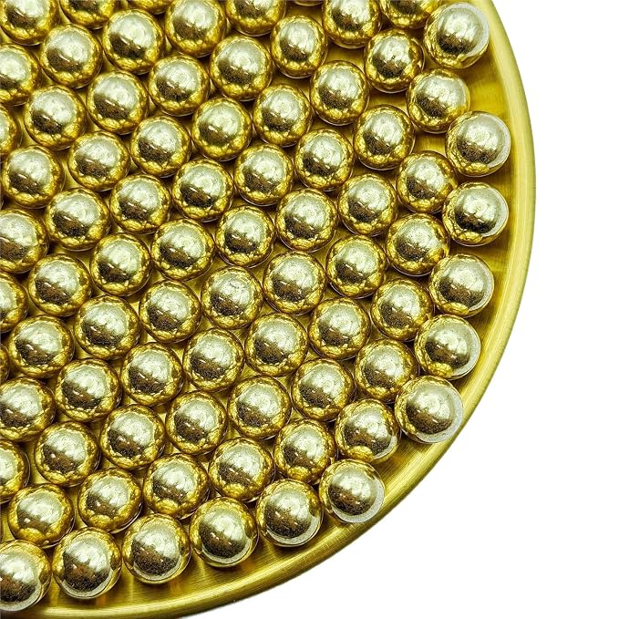 CandiJumpin 10mm Large Gold Edible Pearls, Gold Pearl Sprinkles for Cake Decorating Large Sugar Pearls Edible Cake Decorations Pearl Sugar Sprinkles Cupcake Toppers Baby Shower Party Birthday Wedding Christmas Supplies 3 OZ