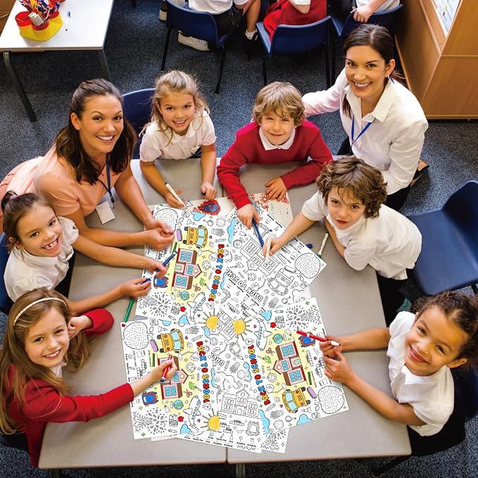 45pcs Back to School Coloring Placemats for Kids Disposable Coloring Poster First Day of School Gifts School Classroom Activities Paper Table Mats
