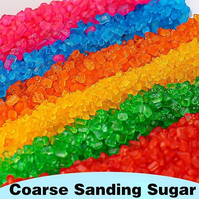 Sentovac 4-Colors Sanding Sugar for Baking Edible Sparkling Coarse Sugar Crystals Sprinkles for Baking Cake Cookie Cupcake Topper Ice Cream Decoration Supplies（Blue Orange Gold White）