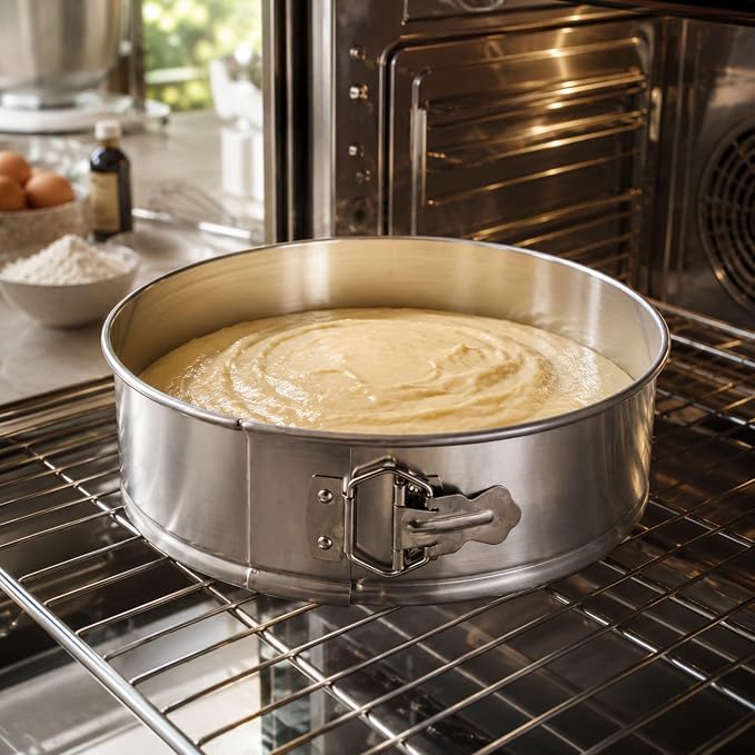 Restaurantware Met Lux 10 Inch Round Cake Pan 1 Springform Springform Pan - Removable Bottom Release Latch Silver Aluminum Cheesecake Pan For Baking Desserts