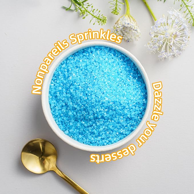 Sujoygar Blue Sanding Sugar Sprinkles, 5oz Edible Navy Blue Sugar Crystals for Cocktails, Cake Sprinkles for Chocolate Ice Cream Toppings Cupcake Decoration Wedding Party Cookies Baking Dessert Food Supplies