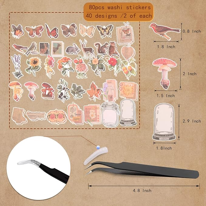200Pcs Vintage Scrapbook Stickers, Aesthetic Junk Journal Stamping Supplies Kit, Scrapbooking Ephemera Washi Paper for Bullet Journaling Planners Diary Collage