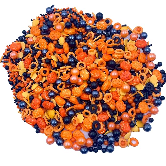 Sentovac Halloween Pumpkin Sprinkle Fall Orange Black Pearl Mix Sprinkles Edible for Cake Decorating Sugar Candy Cookie Cupcake Topper Baking Decorations Halloween Christmas Thankgiving Supplies