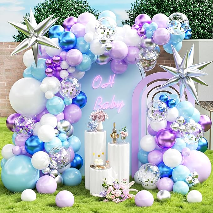 Purple and Blue Balloon Arch Garland Kit for Girls Princess Birthday Party Baby Shower Anniversary Decorations