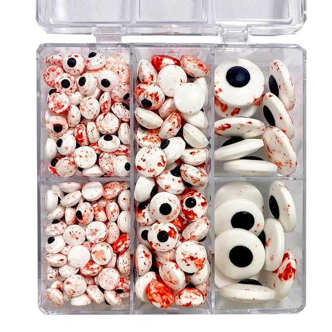 Sentovac Candy Eyeballs Bloody Red Eyes Edible Sugar Sprinkles Cookie Cake Cupcake Toppers Decorations Small Candy Eyes for Christmas Halloween Easter Cake Decorations Supplies