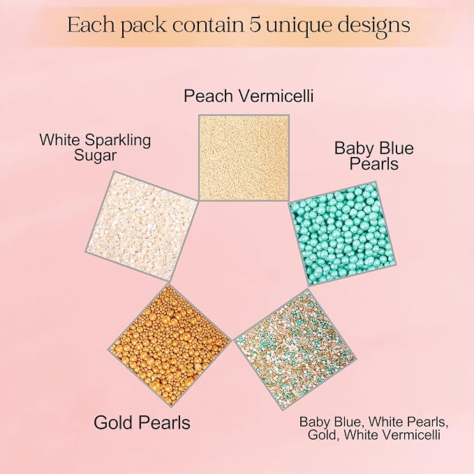 Confect Sprinkles- Fairytale Frozen Cake Decorating Sprinkles – Teal, White & Glittering Gold Pearl Dragees, Pearl Jimmies & White Sparkling Sugar – Edible Sprinkle Mix for Cakes, Cupcakes, Cookies & Party Desserts- Vegan, Gluten-Free, Nut-Free, Soy-Fr...