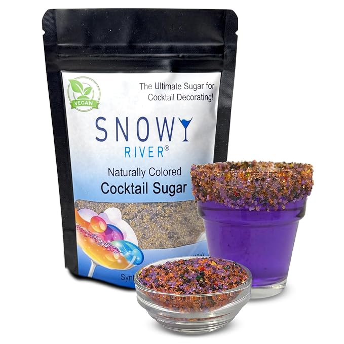 Snowy River Halloween, Cocktail & Margarita Sugar Rimmer - Vibrant Naturally Colored Sugar for Cocktail Rimming, Baking & Decorating, Medium Crystal - 4oz