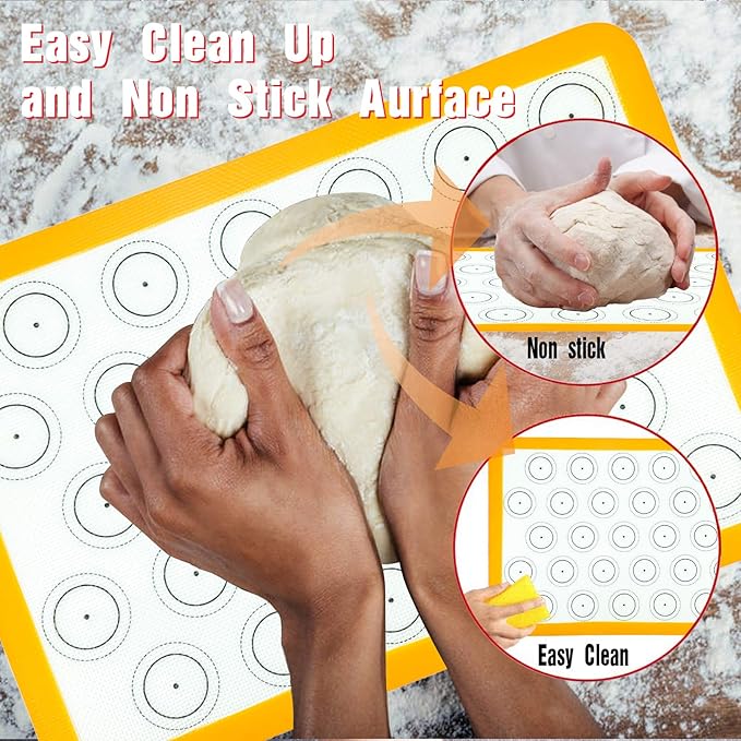 Macaron Baking Kit Silicone Mat(22 Pcs Set), Macaron Baking Supplies, Baking Set of 2 Half Sheet Macaron Silicone Mats (16.5"x11.5"), 14 Piping Tip, 2 Piping Bag,2 Bag Tie, 2 Coupler
