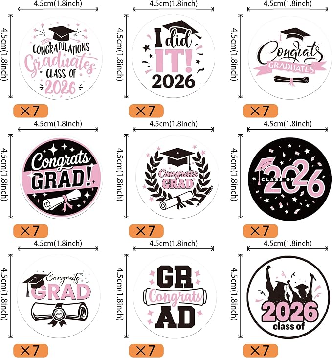 63 PCS Edible 2026 Graduation Cupcake Toppers Diploma Congrats 2026 Grad Cap Class of 2026 Cupcake Picks for Congratulations 2026 Graduations Theme Party Cake Decorations Supplies Pink