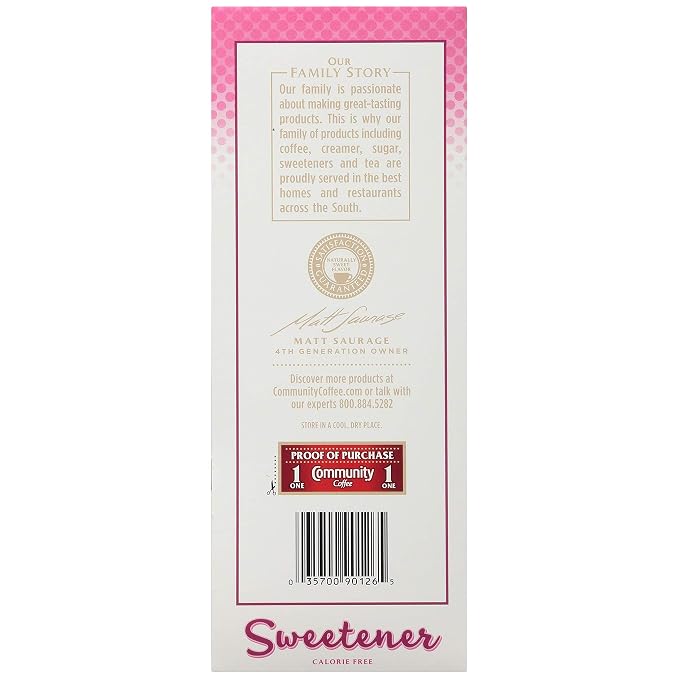 Community Coffee Pink Sweetener Packets, 1600 Count, 400 Count (Pack of 4)