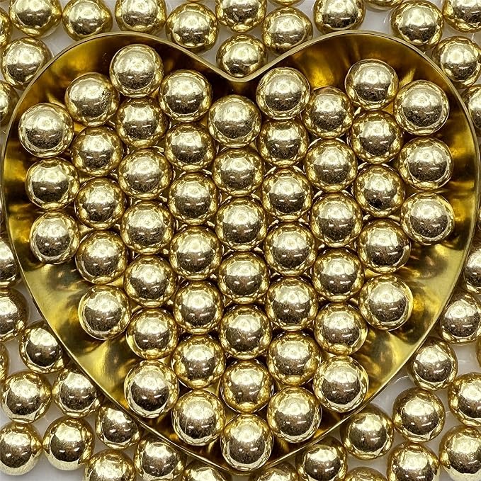 CandiJumpin 10mm Large Gold Edible Pearls, Gold Pearl Sprinkles for Cake Decorating Large Sugar Pearls Edible Cake Decorations Pearl Sugar Sprinkles Cupcake Toppers Baby Shower Party Birthday Wedding Christmas Supplies 3 OZ