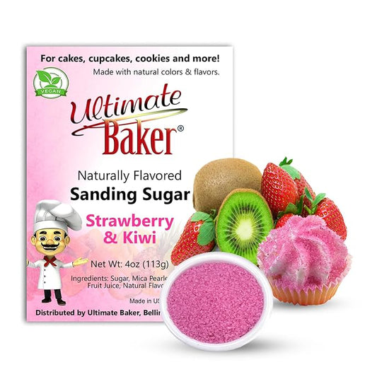 Ultimate Baker Flavored Sanding Sugar - Burst of Flavor & Color for Cakes, Cookies & More, All-Natural, Perfect for Baking & Decorating or as a Flavored Coffee Sugar (Strawberry-Kiwi)