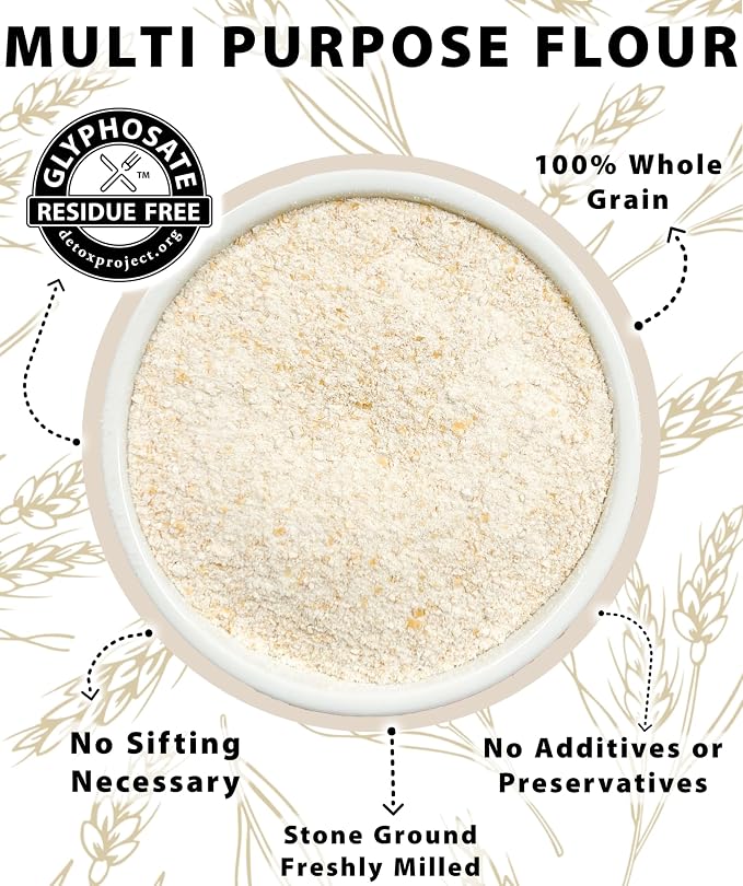 Paloue Brand Certified Glyphosate Residue Free Whole Grain All Purpose Flour | 3 LBS | Small Batch Stone Ground | Non-GMO | 100% Non-Irradiated | Kosher