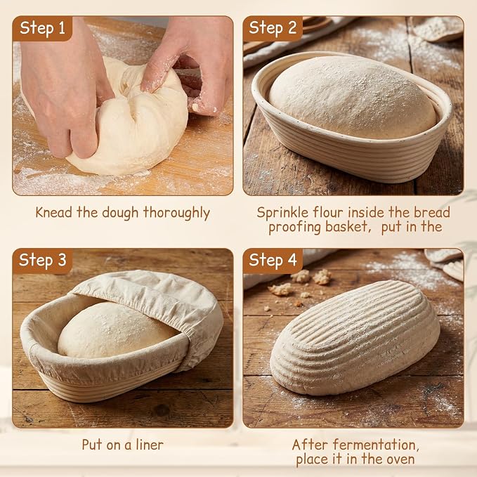 Set of 12 Banneton Bread Proofing Basket with Liner, 5-inch 9-inch Round and 7-inch 10-inch Oval Small Mini Bread Proofing Sourdough Bowl for Sourdough Making, Baking Supplies for Home Bakery