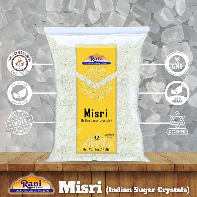 Rani Misri (Indian Sugar Crystals) 14oz (400g) ~ All Natural | Gluten Friendly | No Colors | Vegan | Kosher | Indian Origin