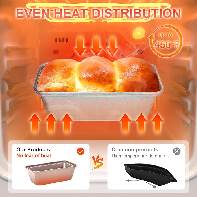 HONGBAKE Mini Loaf Pans for Baking, Nonstick Small Bread Pans of 3, 6 x 3.2 x 2 In Tiny Carbon Steel Small Baking Pans - Rose Gold