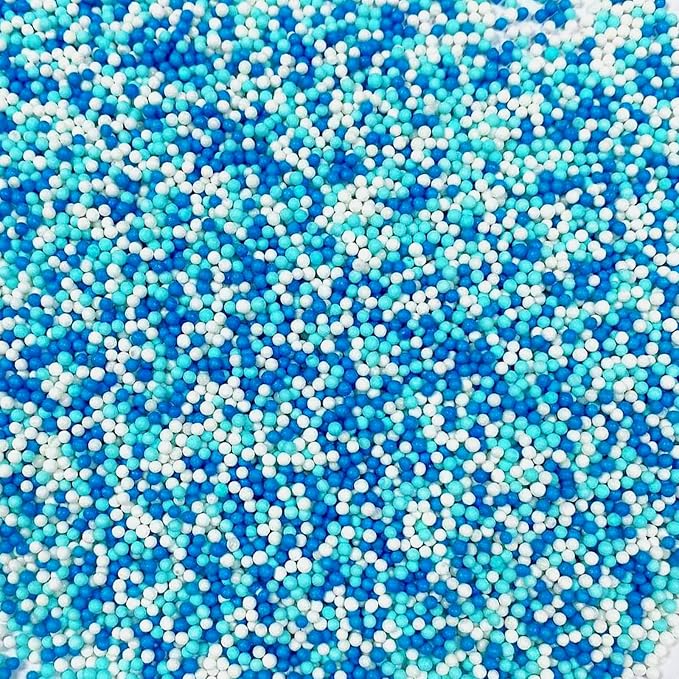 PhilaeEC Blue and White Nonpareils Sprinkle 2mm Mini Peals Sprinkle Edible for Cake Decoration Cupcake Topper Cookie Baking Decorations Halloween Christmas Valentine Supplies