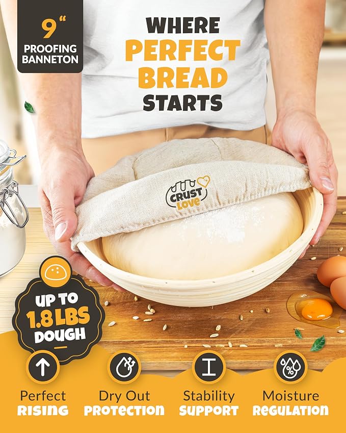 CRUSTLOVE Dutch Oven Bread Baking - 5QT Enamel Bread-Oven - incl Sourdough Bread-Baking Suppliers like Dough Whisk Scoring Lame etc Bread-Dome Cast Iron Bread-Pan with Lid for Sour dough, Bread-making