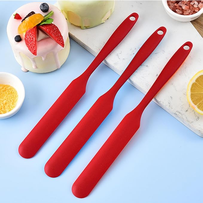 4 Pcs Silicone Jar Spatula,10 Inch Jam Spreader for Peanut Butter,Heat-Resistant Food-Grade Jar Blender,Kitchen Spatula for Scraping Icing Bread Cream, Jam (RED 4PCS)
