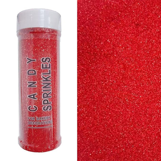 PhilaeEC Red Sanding Sugar Edible Sparkling Crystals for Baking Cake Decoration Cookie Ice Cream Cupcake Toppers Wedding Party Valentines Halloween Christmas Supplies 5oz