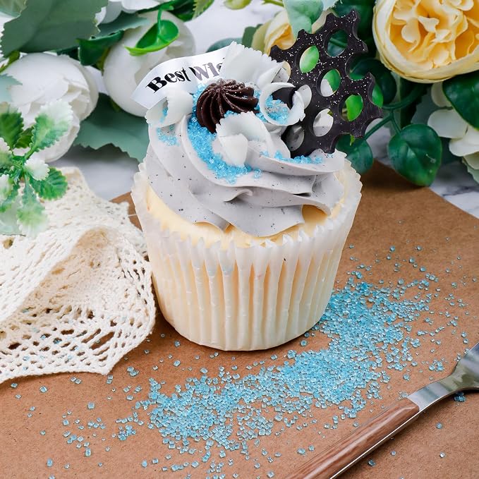 Blue Sanding Sugar - Sparkling Sugar Crystals for Baking Decorations (130g/4.6oz) - Edible on Cookies, Cupcakes, Cakes, Ice Cream | Wedding, Party, Valentines Sugar Sprinkles