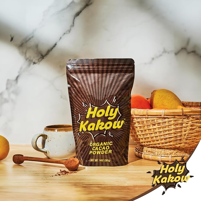 Holy Kakow Cacao Powder - Organic Cacao Powder, Cacao, Gluten Free, Soy Free, Vegan, Single Origin, Rich in Antioxidants, Organic Raw Cacao Powder - 14oz