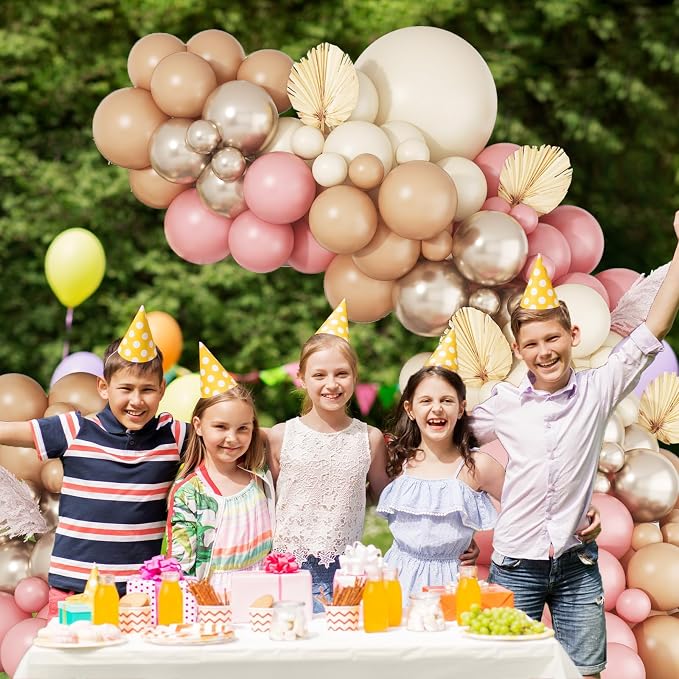 Dusty Pink Balloons Arch Kit, 108 Pcs Blush Pink Garland with Double Stuffed White Apricot Latex Balloon Metallic Champagne Gold for Girls Boho Princess Baby Shower Birthday Wedding Party Decoration