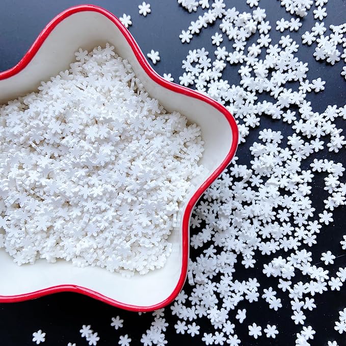 White Snowflake Polymer Clay Slices Nail Art Slices for Nail Art DIY Crafts Cake Phone Case (100G White Snowflake-3)