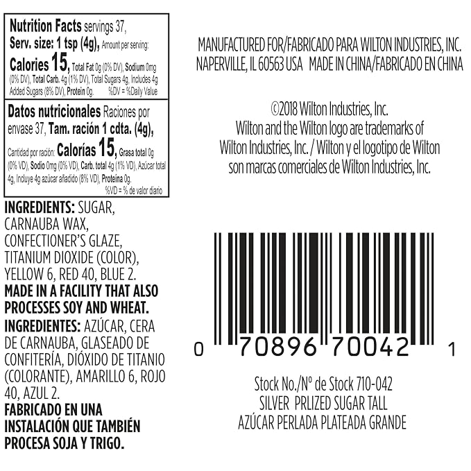 Wilton Pearlized Sugar Sprinkles for Cookie & Cake Decorating, 5.22 oz., Silver