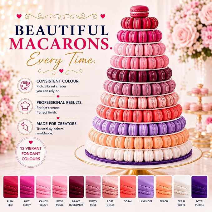 Confect Valentine – Love Palette Gel Food Coloring Set – 12 Highly Pigmented Colors for Buttercream, Cakes, Cookies, Macarons & Baking – 10mL Bottles