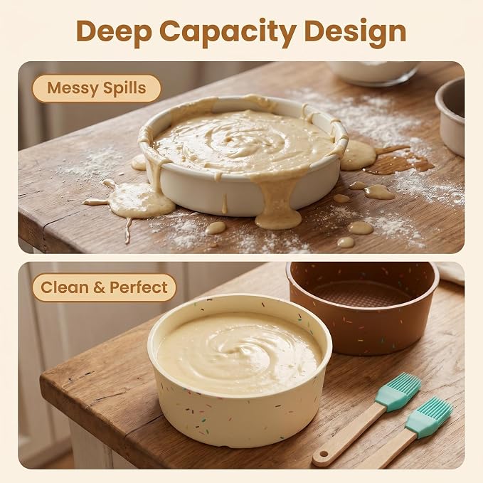 6 Inch Silicone Cake Pan, 4 Pcs Silicone Round Cake Pans, Nonstick Baking Mold BPA Free Dishwasher Safe, Great for Layer Cake, Cheese Cake, Chocolate Cake