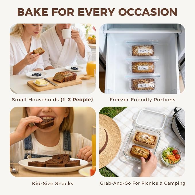 HONGBAKE 3 Pack Nonstick Mini Loaf Pans, 6 x 3.3 x 2 Inch Small Bread Pans for Homemade Bread, Tiny Banana Baking Tins with Diamond Texture, Non-toxic Mini Meatloaf Pans Set, Champagne Gold