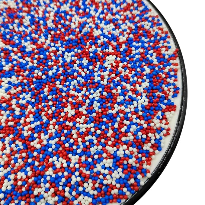 Homankit Patriotic Sprinkles Red White and Blue Nonpareils Sprinkles Edible Cookie Decorations Mini Pearls for Decorating Cake, Baking, Cupcake Toppers, Ice Cream, Donuts 3.88 Ounce