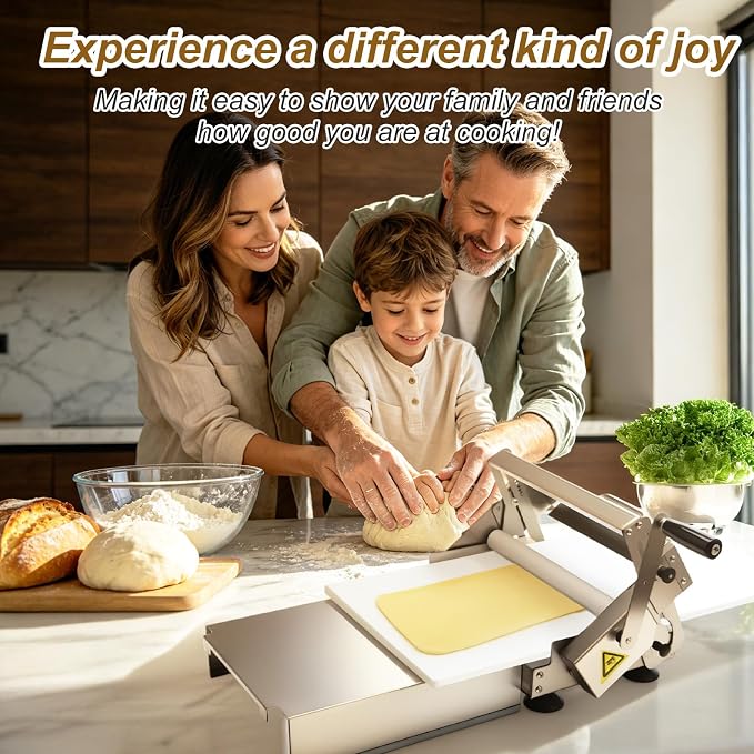 40.5"X22.8" Folding Dough Sheeter Machine, Manual Stainless Steel Dough Roller Machine with 56 Adjustable Thicknesses for Pizza, Pastry, Cookie Dough