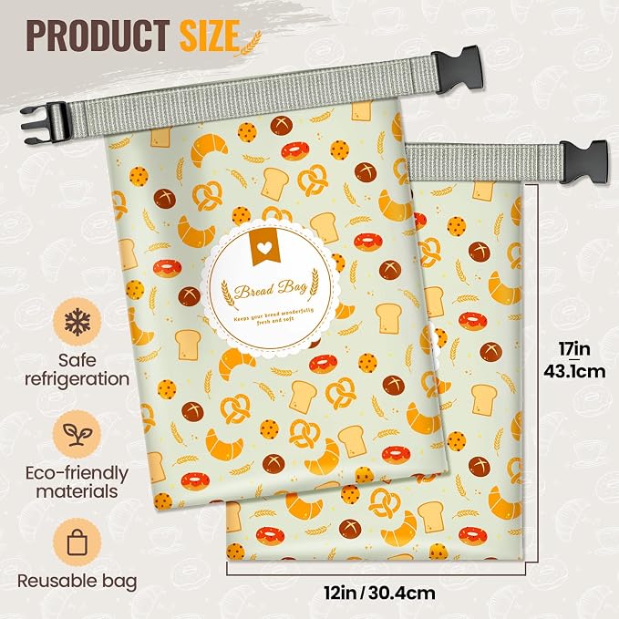 2 Pack Bread Bags for Homemade Sourdough, Reusable Sourdough Storage Bags, Fresh Keeping with Lining & Zipper, Freezer Safe & BPA Free, Zipper Bread Bag to Keep Fresh, gift giving, Yellow & Yellow