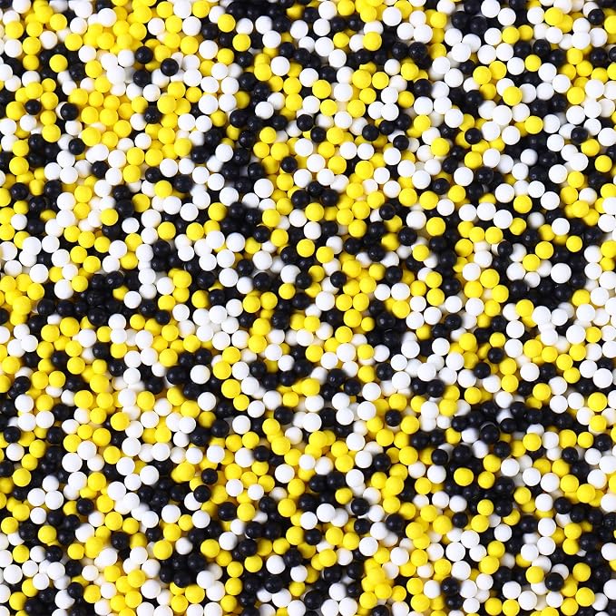 Edible White, Black and Yellow Sprinkles, Nonpareil Sprinkles, Edible Nonpareil 2mm Pears for Cake, Macaron, Cupcakes, Cookies, Ice Cream, and Candy(120g/4.23oz)