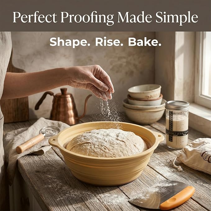 Sourdough Starter Kit, 28Pcs Sourdough Bread Baking Supplies, Sour Dough Bread Kit with 2 Silicone Banneton Bread Proofing Baskets, Sourdough Kit with Glass Starter Jar, Complete Bread Making tools
