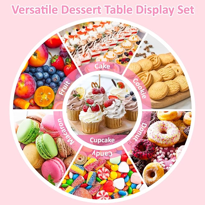 VISCOO 36 Pack Cupcake Stand, Dessert Table Display Set, 3-2 Tiered Tray Stand & Cupcake Holder Display Tower for Wedding, Serving Trays for Tea Party, Birthday, Dessert Stands for Baby Shower