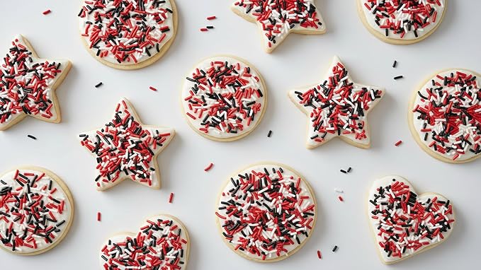 NCS Red, White & Black Jimmies Edible Sprinkles – Cupcake, Cake & Cookie Decorations, 7 oz