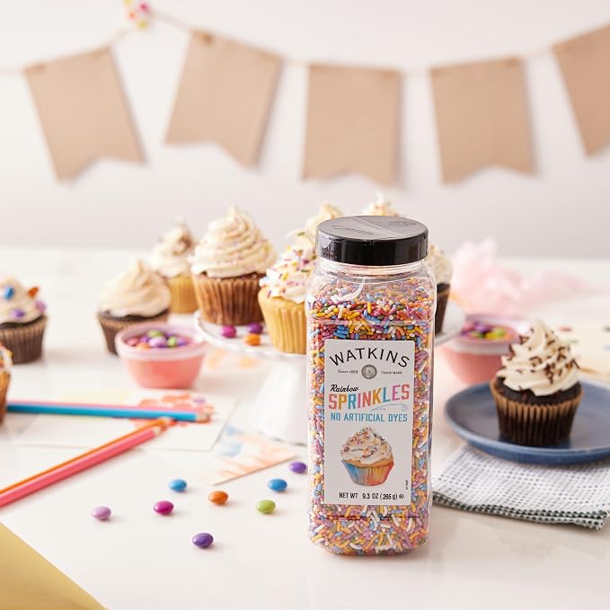 Watkins Rainbow Decorating Sprinkles, No Artificial Dyes, Perfect for Ice Cream and More, 9.3oz