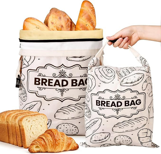 2 Pack XLarge Beeswax Bread Bags for Homemade Bread,16.75 x 13 Inch Reusable Sourdough Beeswax Bread Bags, Natural Cotton Bread Keeper to Lock in Freshness & Moisture–Eco-Friendly(European)