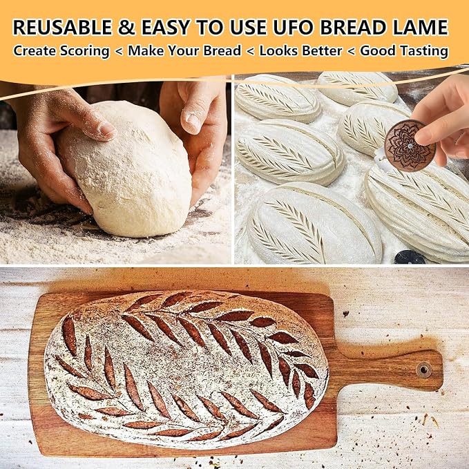 Upgraded UFO Bread Lame Cutter for Homemade Sourdough, Bread Scorer Tool for Sourdough with 5 Blades, Slashing Tool Bread Cutting Knife for Artisan Bread and Baguette Makers