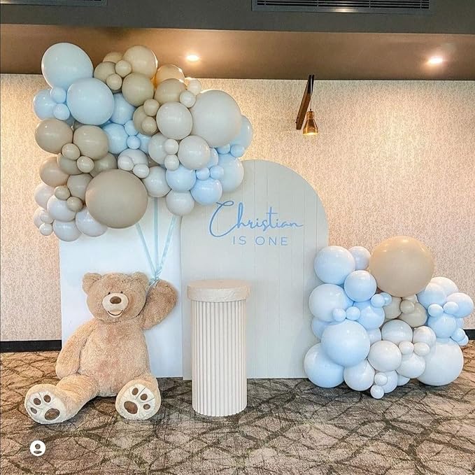 Voircoloria 130pcs Light Blue Balloons Different Sizes 18" 12" 10" 5" Baby Blue Balloons for Boys Girls Birthday Baby Shower Gender Reveal Wedding Children's Day Decorations