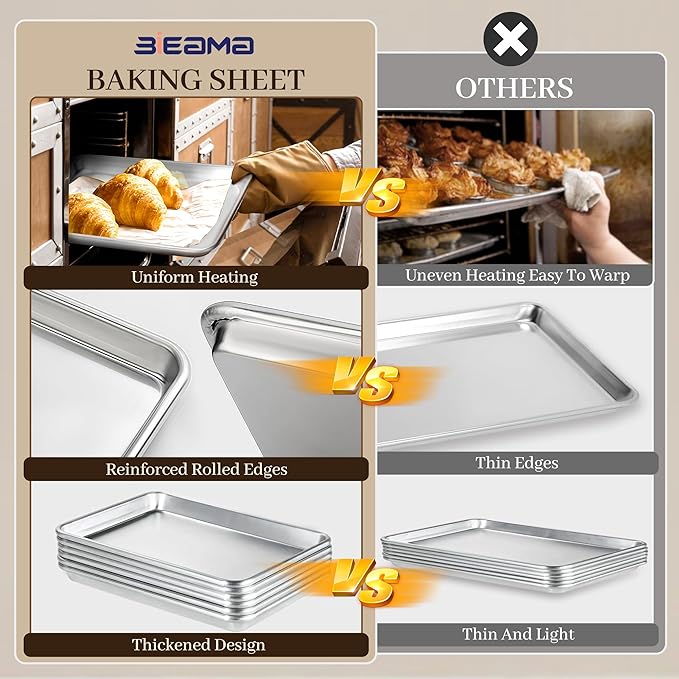 BIEAMA 12 Pack Half Size Baking Sheet Pan Aluminum Commercial Pan for Oven Freezer Bakery Hotel Restaurant 18" × 13"