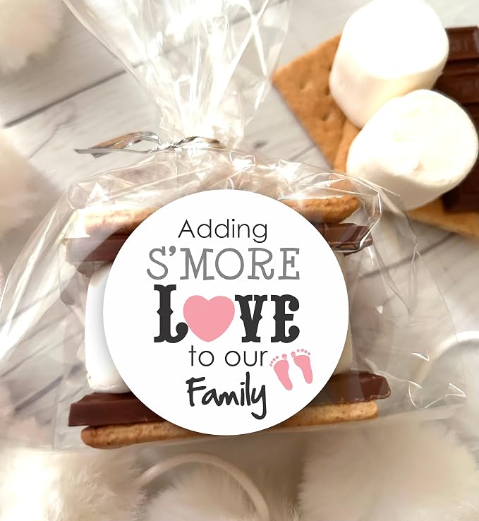 Baby Girl Shower Stickers - Adding Some More Love to Our Family Labels - Thank You for Celebrating with me Labels (Pink) (Pink)