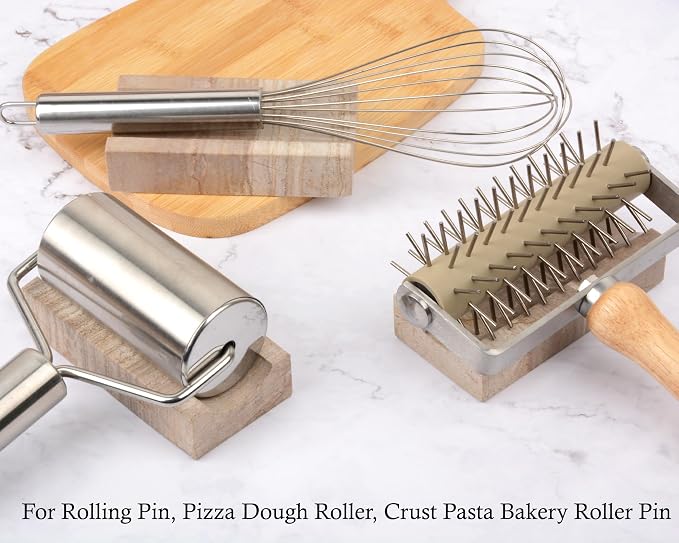 GMYIAK 2 Pcs Rolling Pin Holder, Natural Marble Rolling Pin Display Rack, for Baking Pastry Pizza Dough Roller Fondant Cookie Pie Crust Pasta Bakery Roller Pin