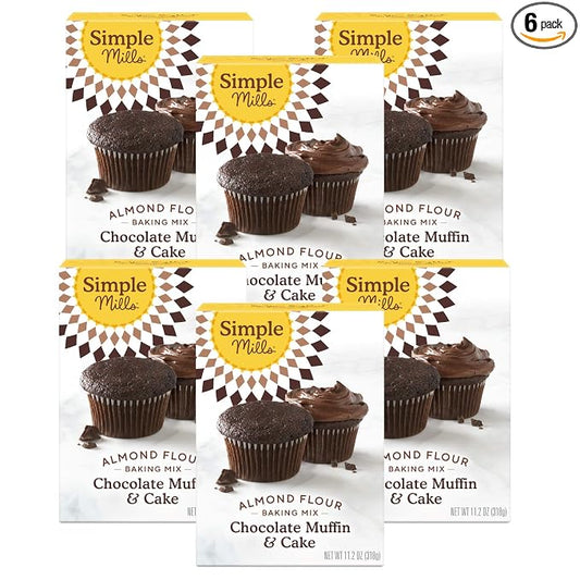 Simple Mills Almond Flour Baking Mix, Chocolate Muffin & Cake Mix - Gluten Free, Plant Based, Paleo Friendly, 11.2 Ounce (Pack of 6)