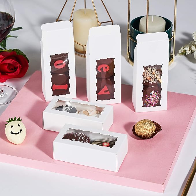 12PCS 4.17 x 2.16 x 1.37 Inches Premium White Macaron Boxes for 2, Macaron Containers, Macaron Packaging for Wedding, Party, Thank You Favors
